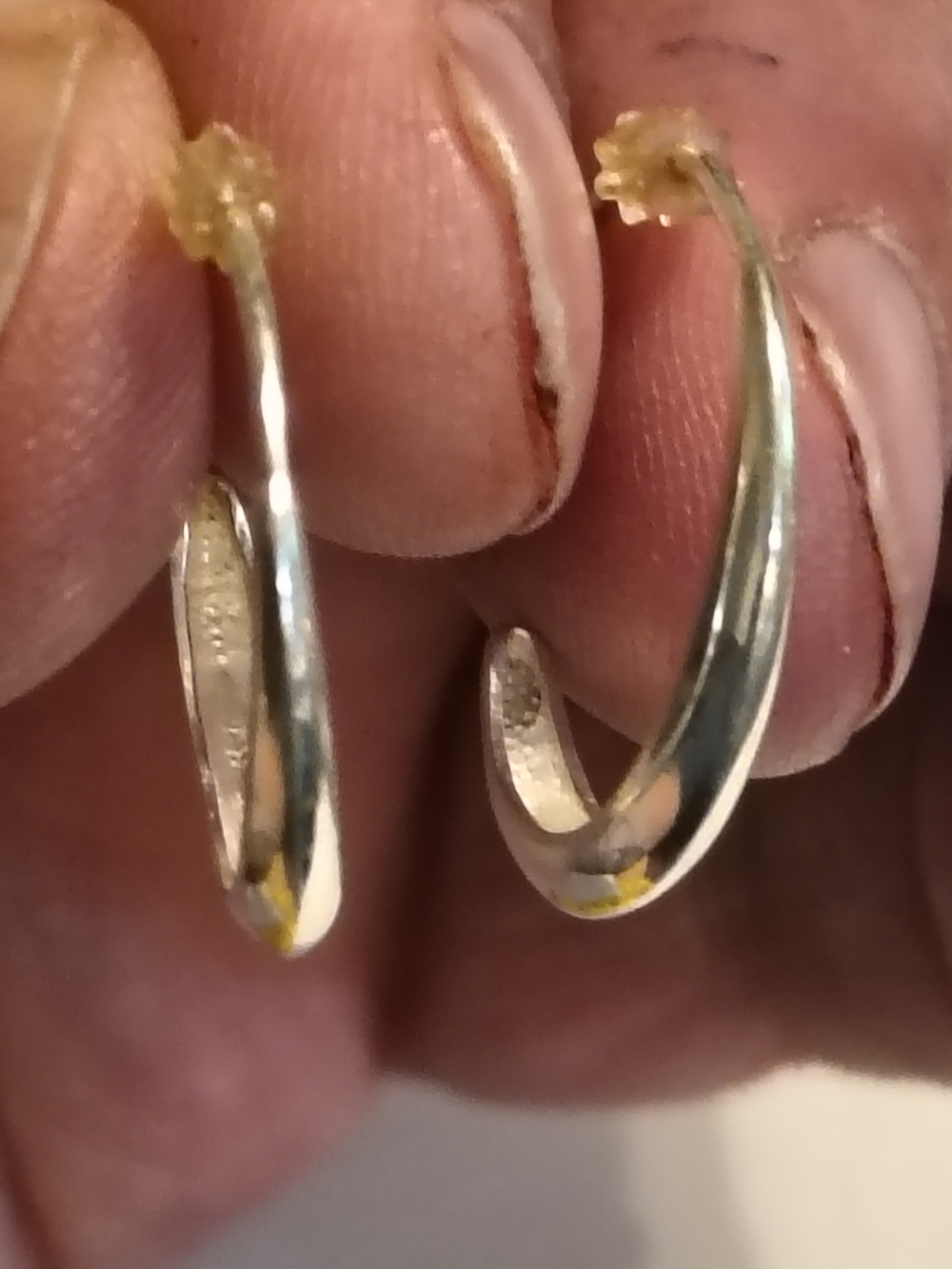 Women’s Sterling Silver Hoop Earrings - Polished Curved Hoops Signed